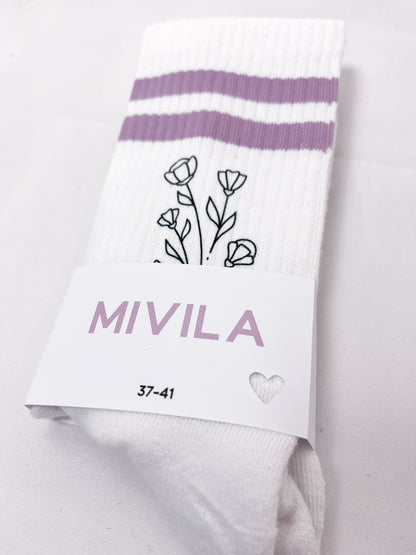Boho Blumen Socke lila