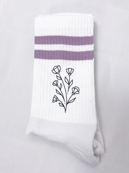 Boho Blumen Socke lila