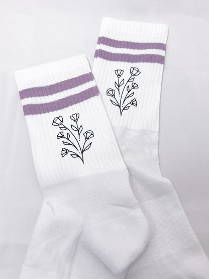 Boho Blumen Socke lila