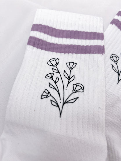 Boho Blumen Socke lila