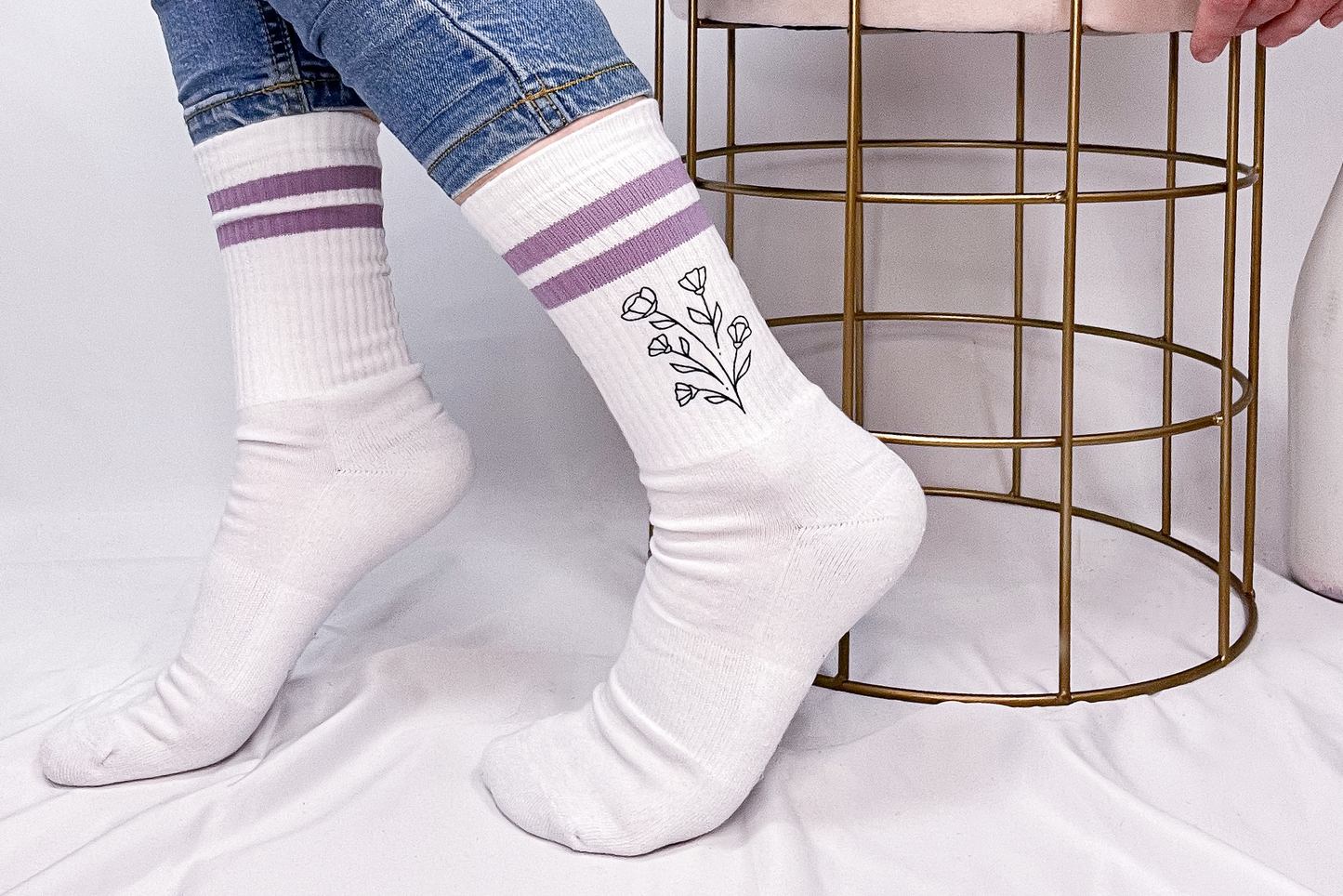 Boho Blumen Socke lila