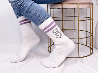 Boho Blumen Socke lila